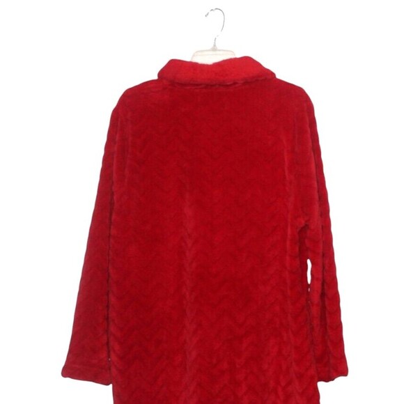 Karen Neuburger Robe Plush Fleece Red Chevron Full Zip Size L NWT - Picture 5 of 5